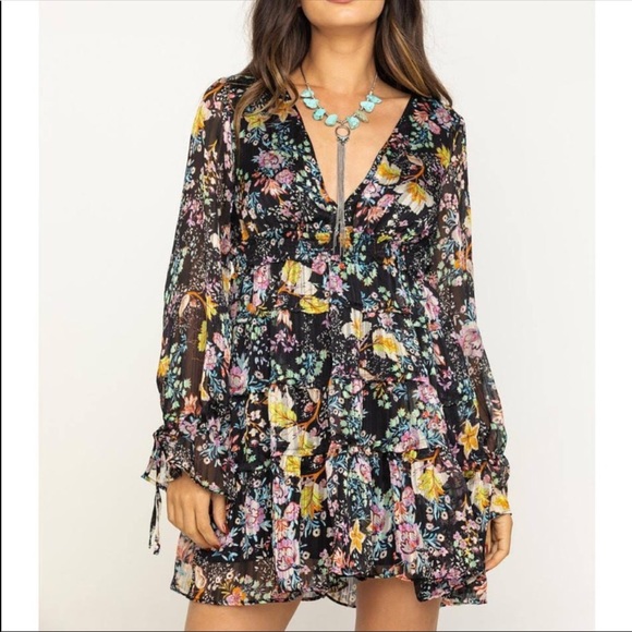 🆕 NWT Black Babydoll Balloon Sleeve Mini Dress S - Picture 2 of 13